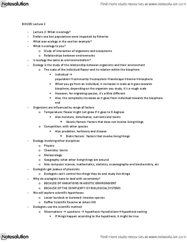 BIO205H5 Lecture Notes - Lecture 2: Scientific Method thumbnail