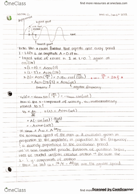 PHYS 122 Lecture 2: (01-06-18) Oscillation and Spring Force thumbnail