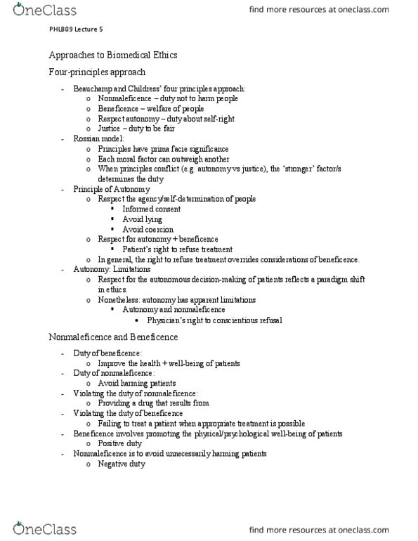 PHLB09H3 Lecture Notes - Lecture 5: Primum Non Nocere, Paradigm Shift, Informed Consent thumbnail