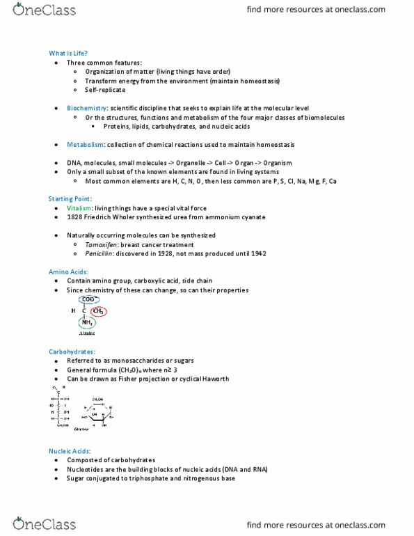 BIOC 2300 Lecture Notes - Lecture 1: Fischer Projection, Tamoxifen, Cell Nucleus thumbnail