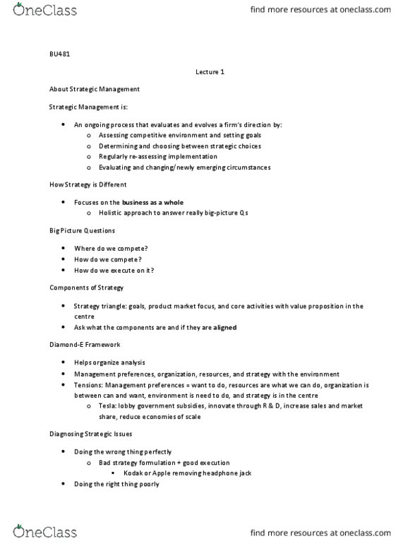 BU481 Lecture Notes - Lecture 1: Kodak, Air Canada thumbnail