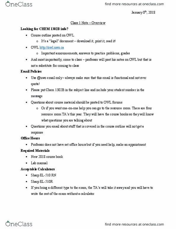 Chemistry 1302A/B Lecture Notes - Lecture 1: Lab Report thumbnail