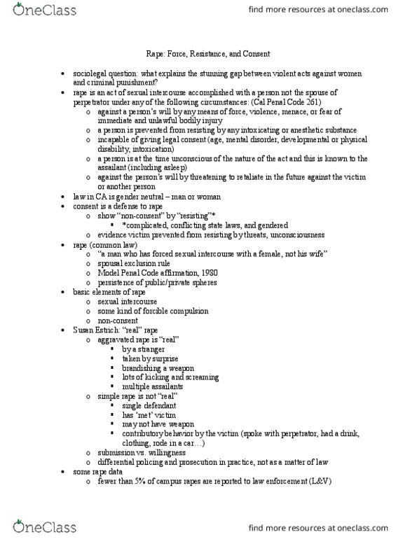 CRM/LAW C113 Lecture Notes - Lecture 14: Model Penal Code, Susan Estrich, Mental Disorder thumbnail