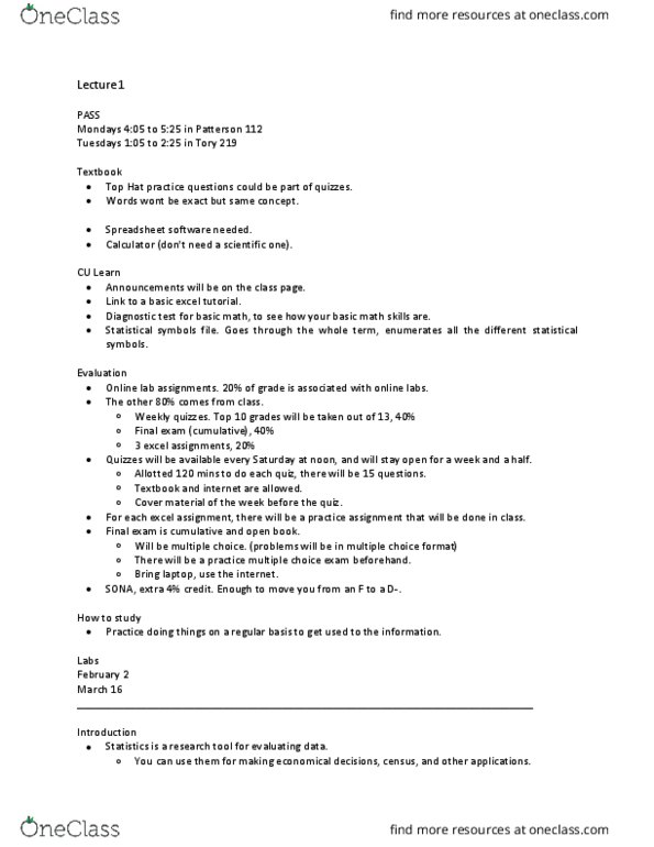 PSYC 2002 Lecture Notes - Lecture 1: Medical Test, Spreadsheet thumbnail