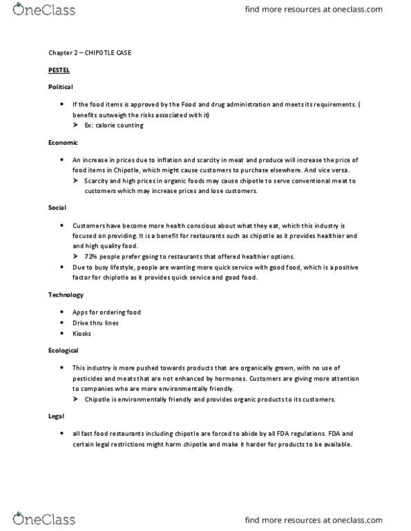 BUS 800 Lecture Notes - Lecture 2: Chipotle, Pest Analysis, Panera Bread thumbnail