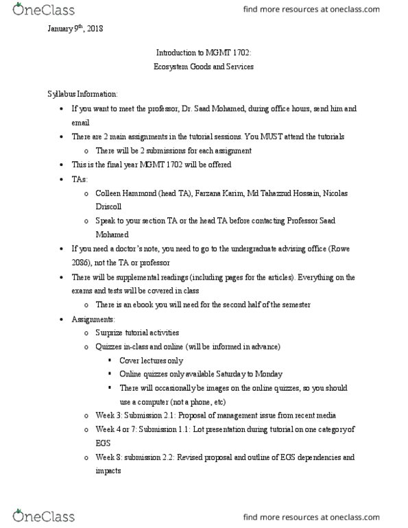 MGMT 1702 Lecture Notes - Lecture 1: E-Book, Natural Capital, Lithosphere thumbnail