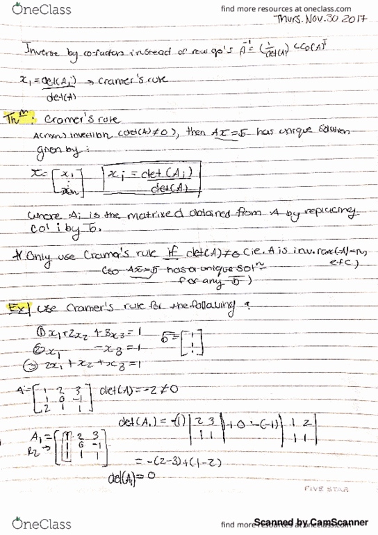 MA122 Lecture 23: Cramer's Rule and Eigenvectors thumbnail