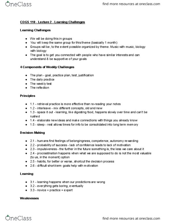 COGS 110 Lecture Notes - Lecture 2: Long-Term Memory thumbnail