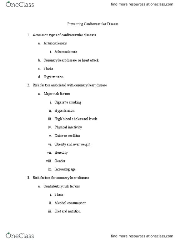 KIN 301 Lecture Notes - Lecture 9: Arteriosclerosis, Atherosclerosis, Coronary Artery Disease thumbnail