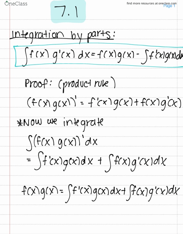 MAC-2312 Lecture 4: integration by parts thumbnail