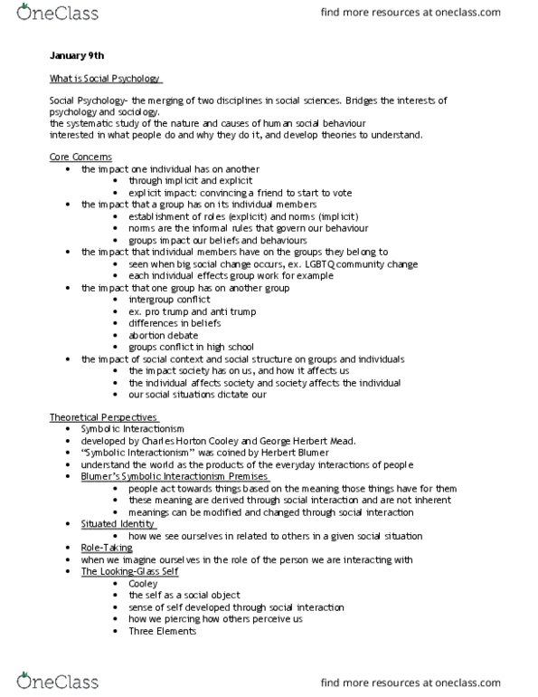 SOCPSY 1Z03 Lecture Notes - Lecture 1: George Herbert Mead, Symbolic Interactionism, Abortion Debate thumbnail