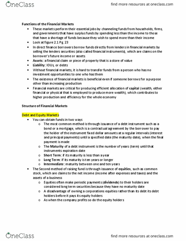 ECO349H1 Chapter Notes - Chapter 2: Barometer, Commercial Paper, Corporate Bond thumbnail