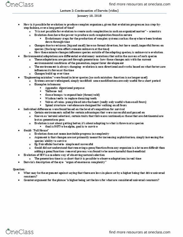 PSY352H5 Lecture Notes - Lecture 2: Wisdom Tooth, Goose Bumps thumbnail