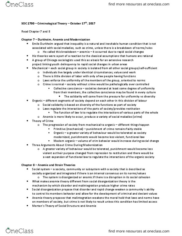 SOC 2700 Lecture Notes - Lecture 9: Devaluation, Subculture, Fetishism thumbnail