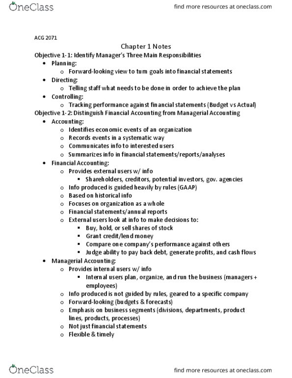 ACG 2071 Lecture Notes - Lecture 1: Knowledge Economy, Financial Statement, Outsourcing thumbnail