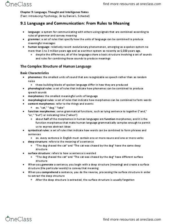 PSYCH 202 Chapter Notes - Chapter 9: Staccato, Eleanor Rosch, Fetal Alcohol Spectrum Disorder thumbnail