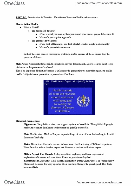 PSYC 341 Lecture Notes - Lecture 1: Lung Cancer, Scientific Revolution, Biome thumbnail