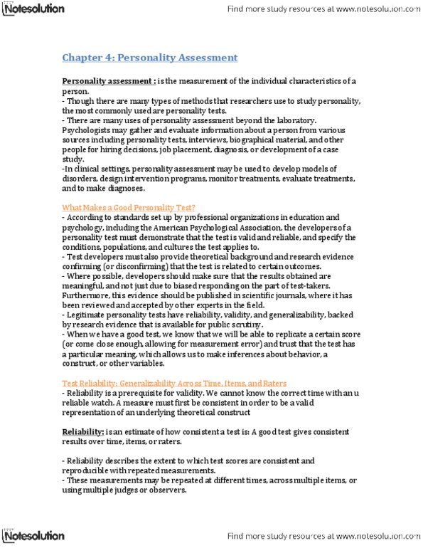 PSYB30H3 Lecture Notes - Rorschach Test, Pago Pago, Projective Test thumbnail