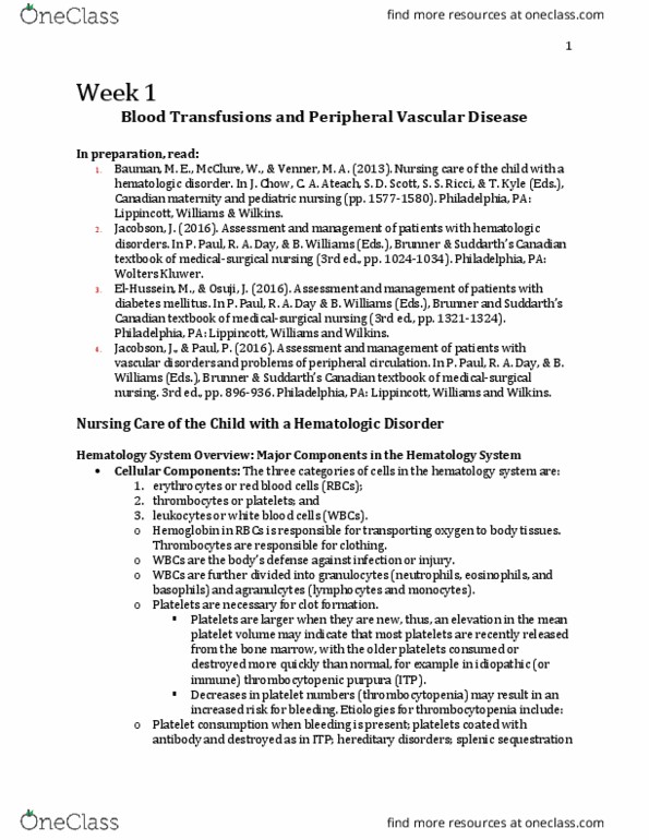 Nursing 3920A/B Chapter Notes - Chapter 1: Haptoglobin, Bloating, Chelation Therapy thumbnail