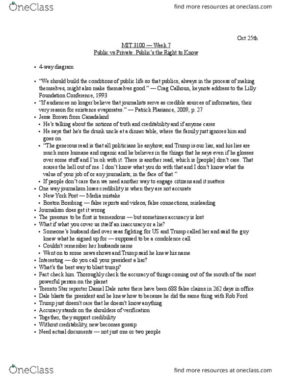 Media, Information and Technoculture 3100F/G Lecture Notes - Lecture 7: Profit Motive, New York Post, Communitarianism thumbnail
