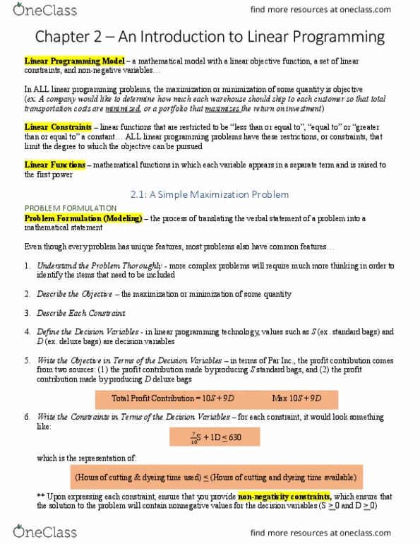 COMM-5022EL Chapter Notes - Chapter 2: Feasible Region, List Of Extreme Points Of The United States thumbnail