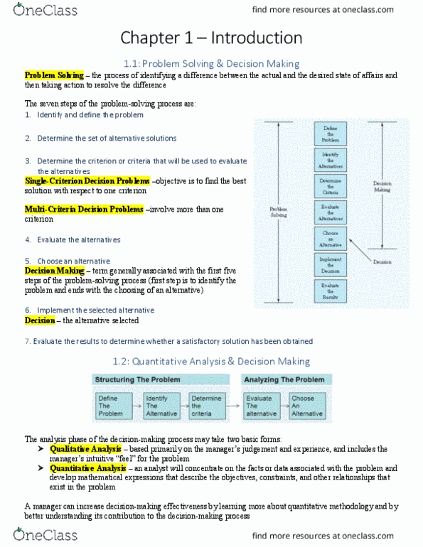 COMM-5022EL Chapter Notes - Chapter 1: Marginal Revenue, Classic Car, Sensitivity Analysis thumbnail