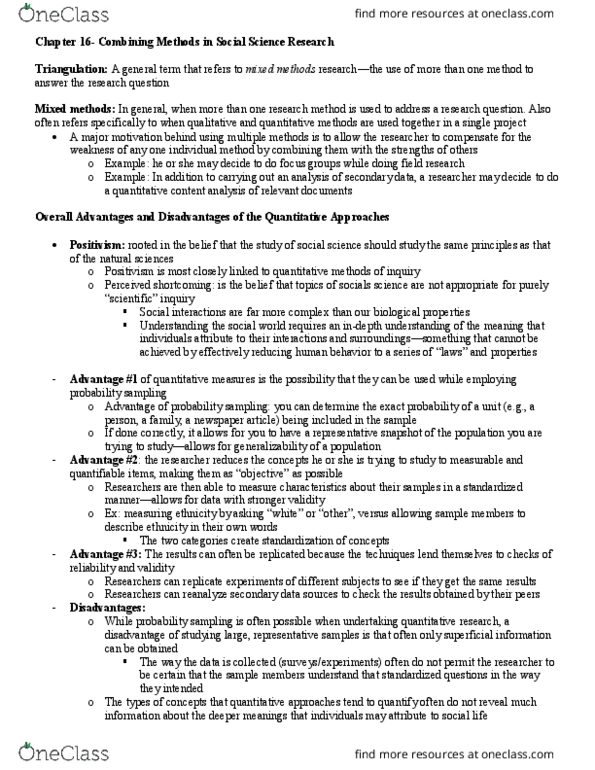 Sociology 2206A/B Chapter Notes - Chapter Chapter 16: Ethnography, Antipositivism, Structured Interview thumbnail
