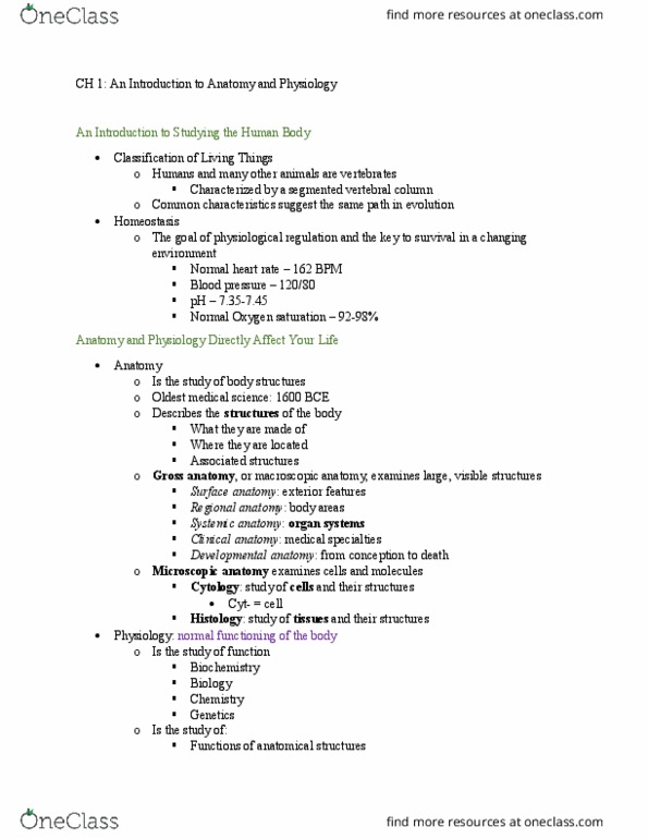 BIO 212 Lecture Notes - Lecture 1: Circulatory System, Esophagus, Adrenal Gland thumbnail