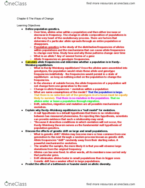 BIOL-3350 Chapter Notes - Chapter 6: Antagonistic Pleiotropy Hypothesis, Epistasis, Large Deviations Theory thumbnail