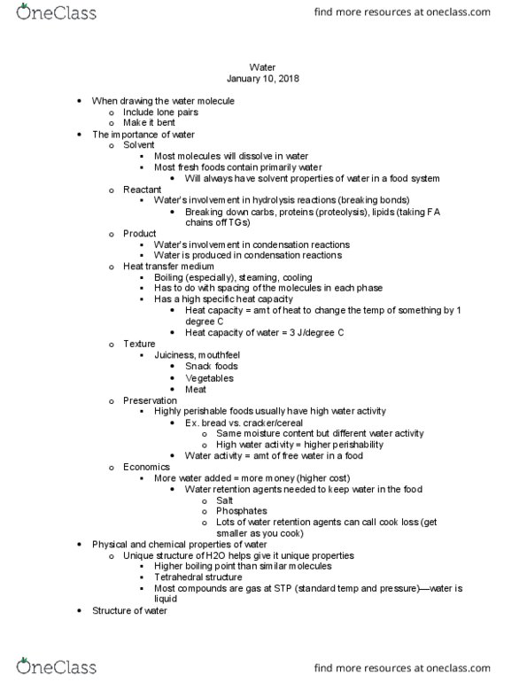 FOS 4311 Lecture Notes - Lecture 1: Superheated Water, Snack, Triple Point thumbnail