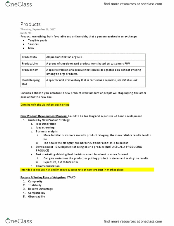 MKT 337 Lecture Notes - Lecture 7: Test Market, Observability, Business Analysis thumbnail