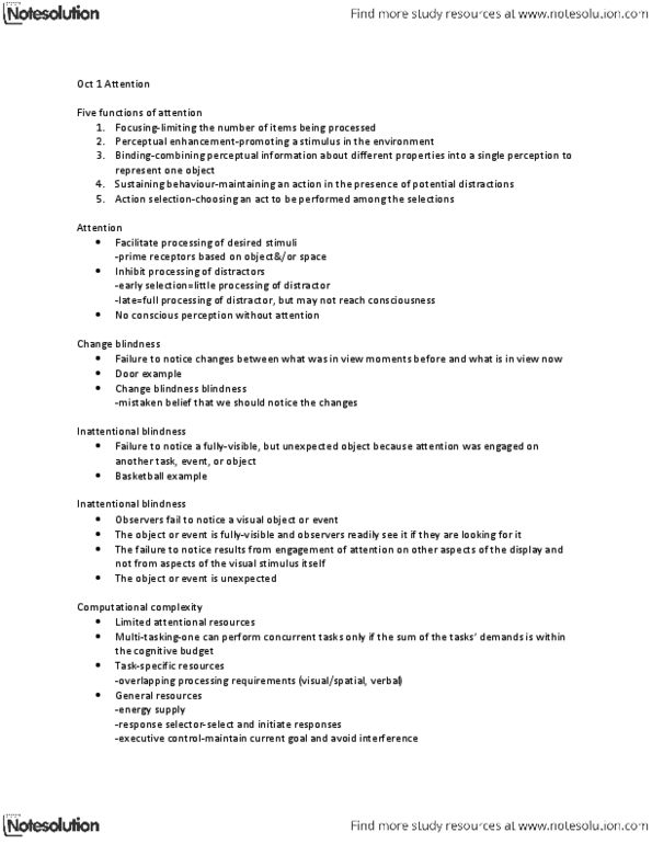 Psychology 2135A/B Lecture Notes - Distracted Driving, Hemispatial Neglect, Inattentional Blindness thumbnail