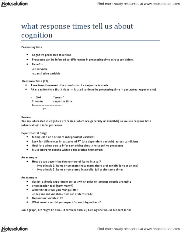 Psychology 2135A/B Lecture Notes - Solution Process, Subitizing thumbnail