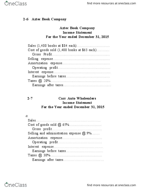 MGMT 3320 Lecture Notes - Lecture 2: Net Income, Preferred Stock, Income Statement thumbnail