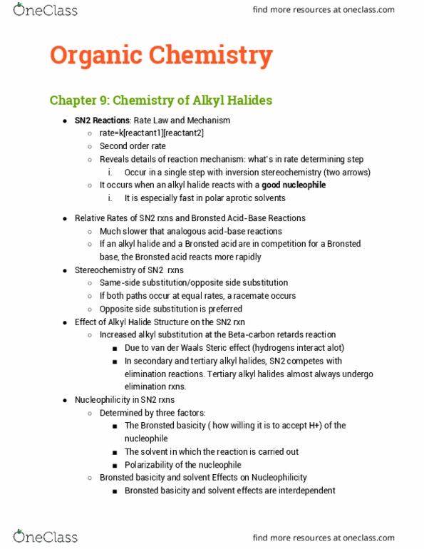 CHEM 3570 Chapter Notes - Chapter 9-11: Regioselectivity, Stereospecificity, Acetonitrile thumbnail