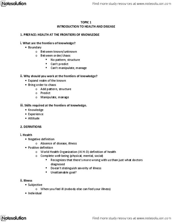 HLTH101 Lecture Notes - World Health Organization, Mortality Rate, Disability-Adjusted Life Year thumbnail