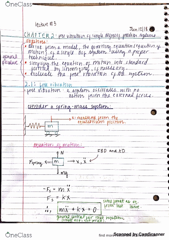 MEC E451 Lecture 3: Free vibration of single degree of freedom systems thumbnail