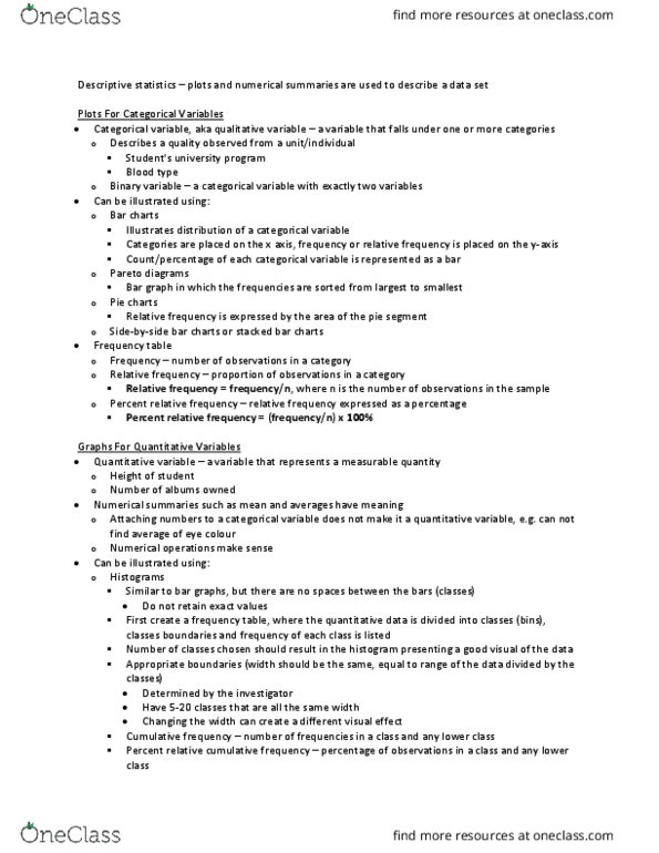 STAT211 Lecture Notes - Lecture 3: Average Absolute Deviation, Categorical Variable, Blood Type thumbnail