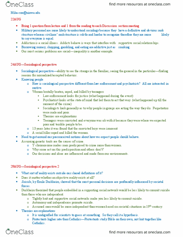 SOC 1010 Lecture Notes - Lecture 1: Stanford Prison Experiment, Labour Power, Social Forces thumbnail