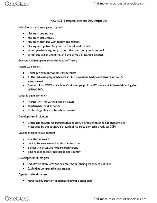 POG 323 Lecture Notes - Lecture 1: Gross Domestic Product, Neocolonialism, Comparative Advantage thumbnail