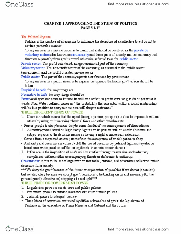 POLS 1400 Lecture Notes - Lecture 1: Advocacy Group, Voluntary Sector, Social Movement thumbnail