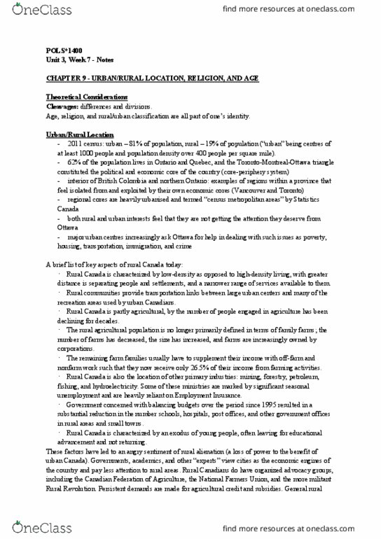 POLS 1400 Chapter Notes - Chapter 9: Sharia, Canada Health Act, Sandwich Generation thumbnail
