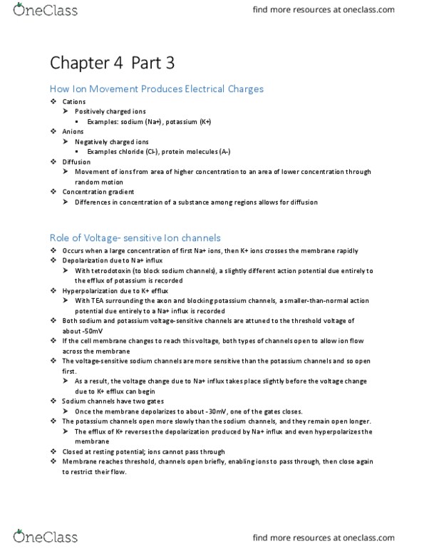 PSY 352 Lecture Notes - Lecture 6: Threshold Voltage, Tetrodotoxin, Resting Potential thumbnail