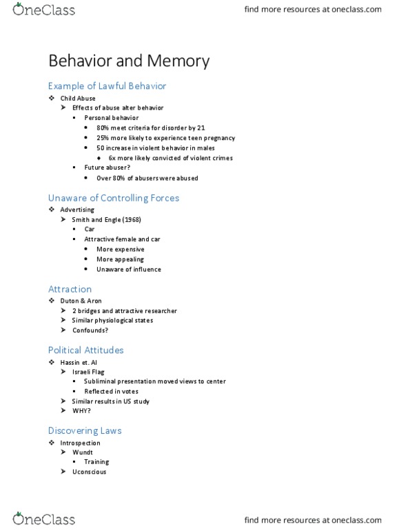 PSY 352 Lecture Notes - Lecture 10: Flag Of Israel, Wilhelm Wundt thumbnail