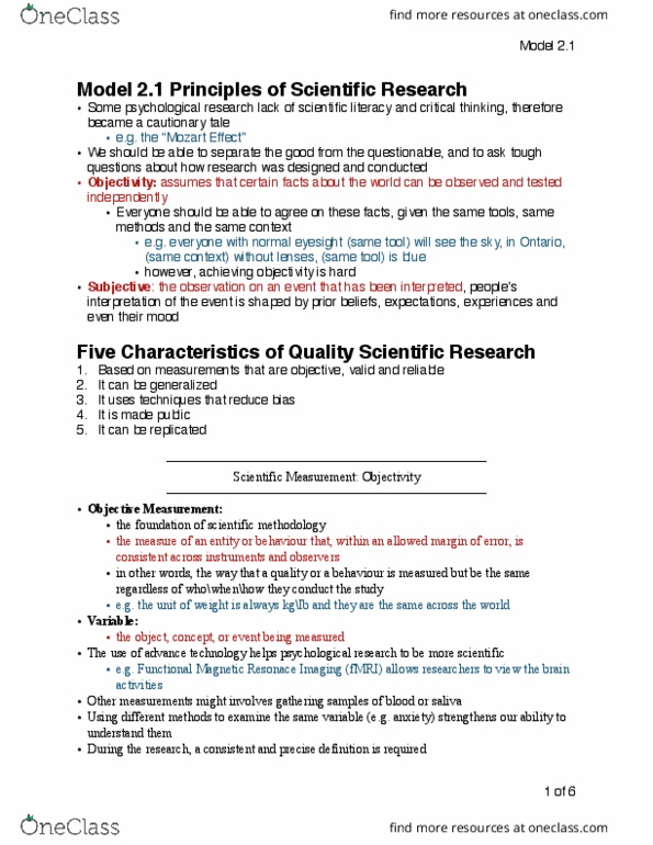 PSYCH101 Chapter Notes - Chapter 2.1: Falsifiability, Hawthorne Effect, Western Electric thumbnail