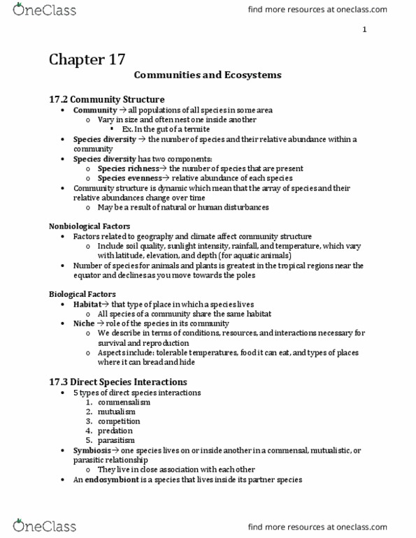 Biology 1225 Chapter Notes - Chapter 17: Radiant Intensity, Radiant Energy, Species Richness thumbnail