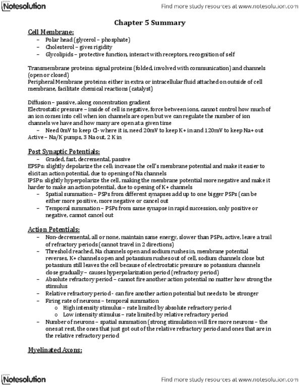 PSYC 2410 Chapter Notes - Chapter 5: Membrane Potential, Fluid Compartments, Sodium-Potassium Alloy thumbnail