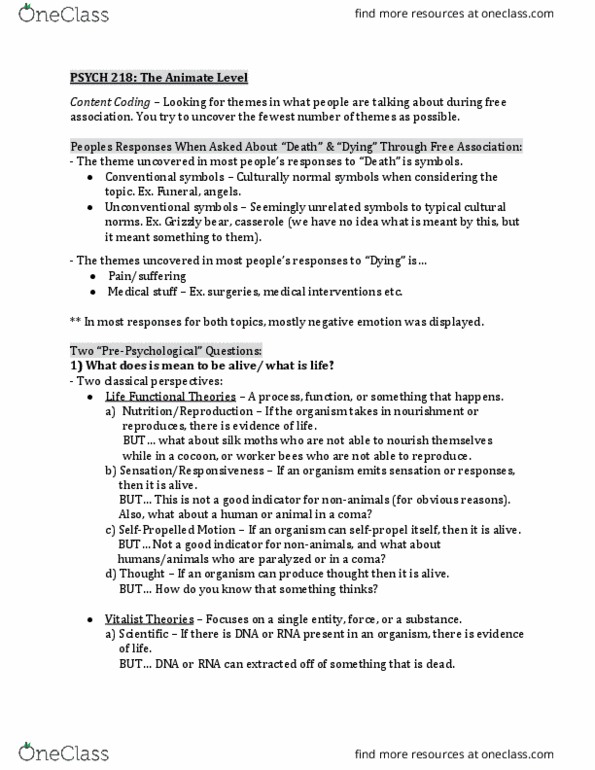 PSYCH218 Lecture Notes - Lecture 1: Grizzly Bear, Brainstem, Posttraumatic Stress Disorder thumbnail