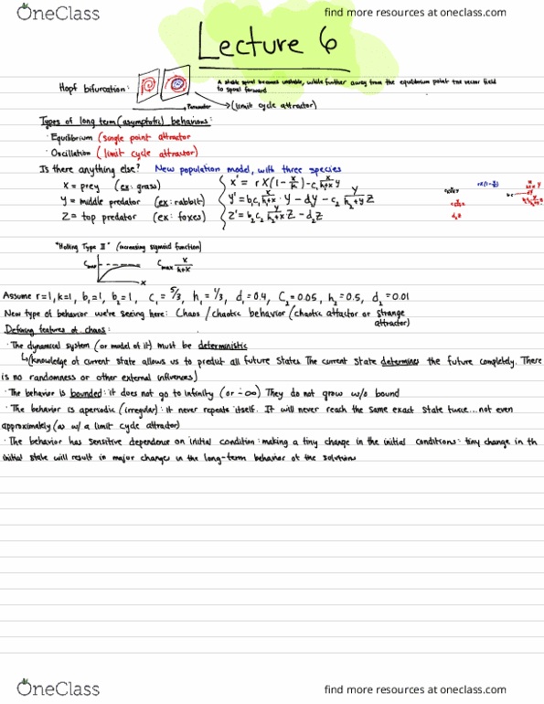 LIFESCI 30B Lecture Notes - Lecture 6: Hopf Bifurcation, Royal Guelphic Order, Attractor thumbnail