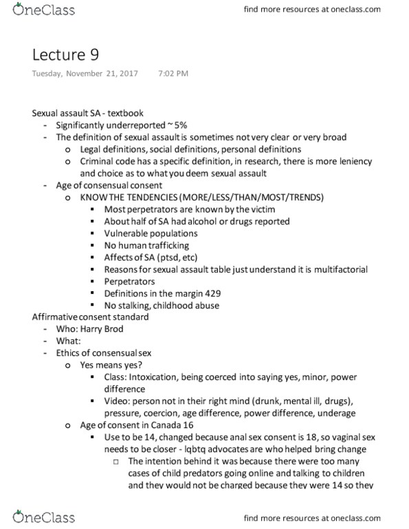 PSY 3122 Lecture Notes - Lecture 9: Slut-Shaming, Body Language, Posttraumatic Stress Disorder thumbnail